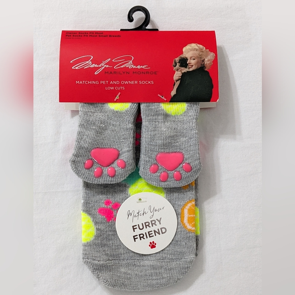 Marilyn Monroe Matching Pet And Owner Socks, Low Cuts, Grey & Neon Color, NEW